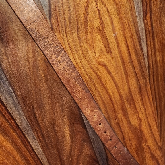 Men's Leather Belt Brown Nice Condition Weathered Silver Buckle Large - Picture 5 of 7